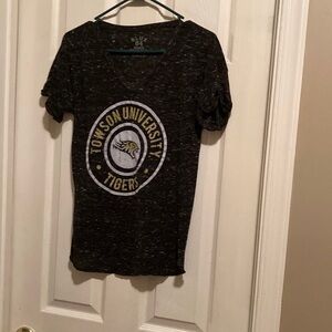 Towson University Gray Short Sleeve V Neck Top